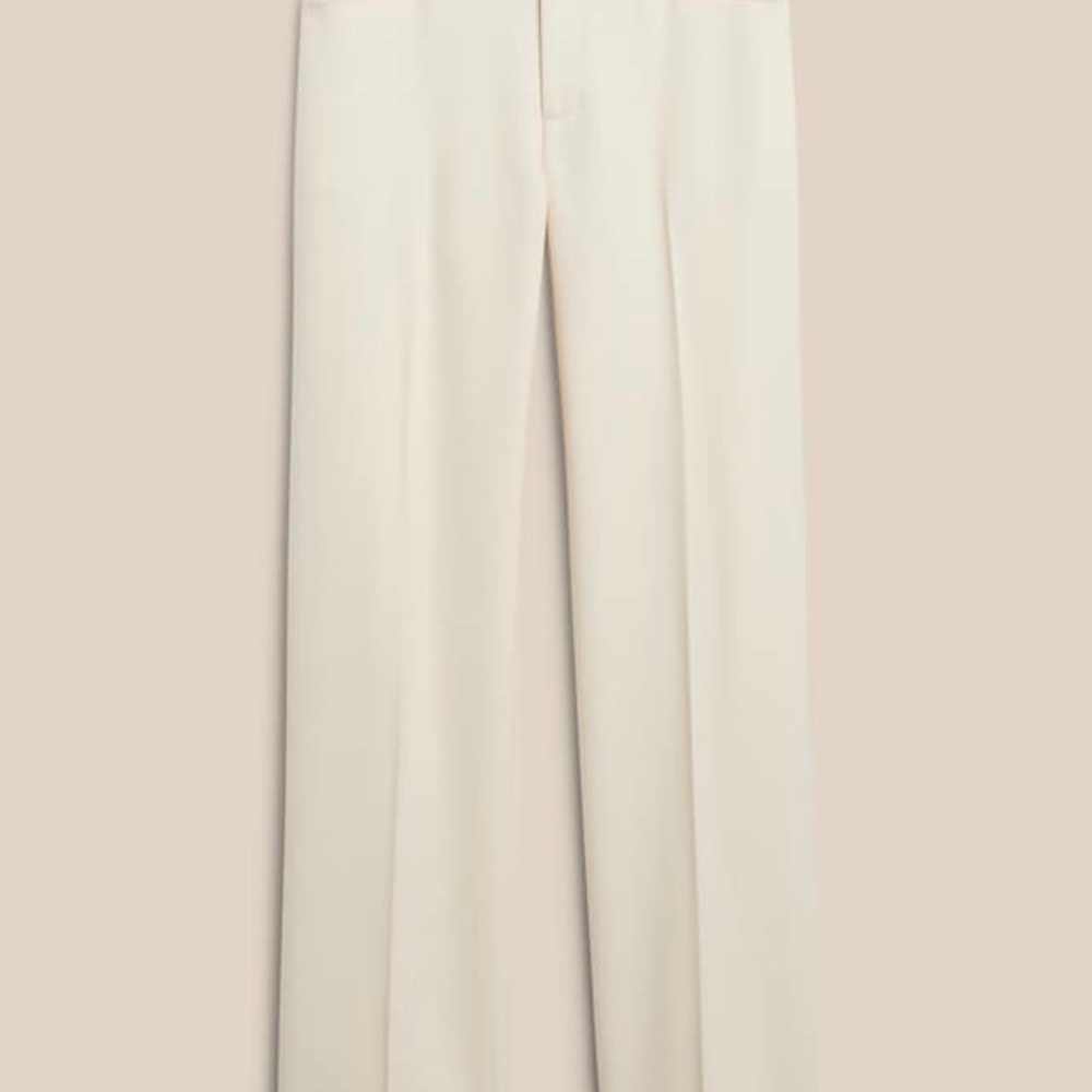 NWT! Banana Republic Transition Cream Lido Straight Italian Wool Pant - 14 LONG🩷 - Picture 5 of 8